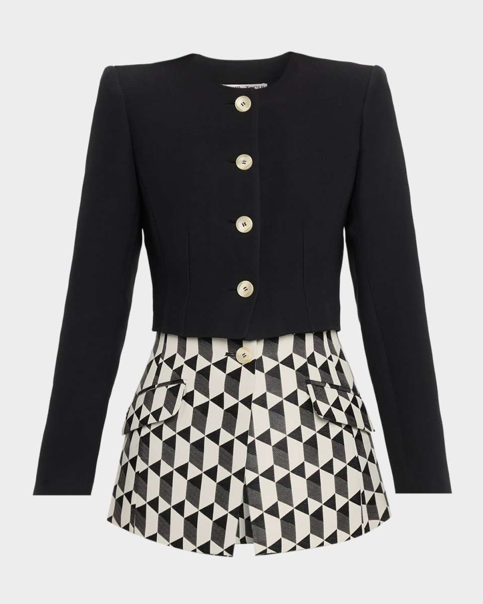 Laurel Geo Layered Single-Breasted Blazer